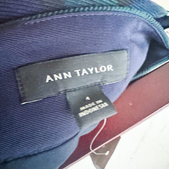 Ann Taylor Blackwatch Plaid Green Blue Tie Waist Pencil Skirt 4 - Picture 4 of 4